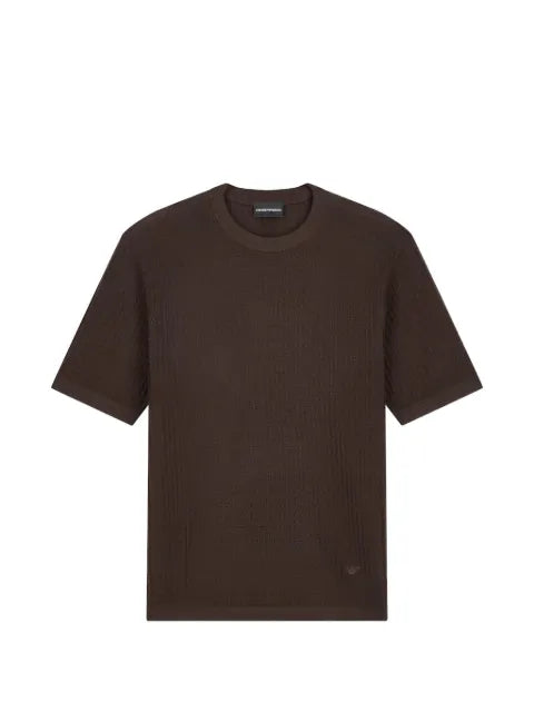 Emporio Armani waffle-knit short-sleeve sweater