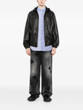 ssstein lamb leather hood jacket