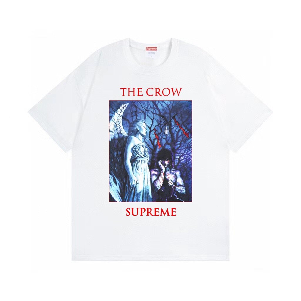 Supreme Crow Angel & Demon Graphic Short-Sleeve T-Shirt