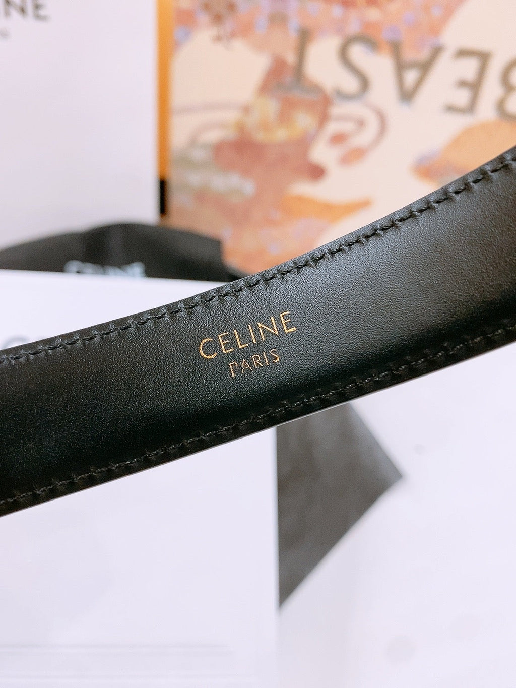 CELINE 25S BELT 25MM WITH ARC DE TRIOMPHE BUCKLE IN GOLD 571497