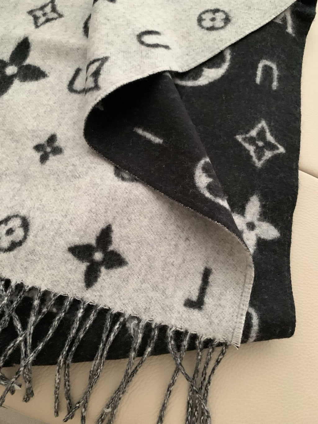 Louis Vuitton Reversible Monogram Fringe Scarf
