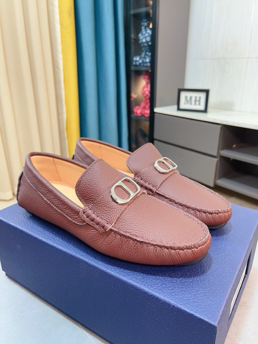 Dior Pebbled Buckle Loafers