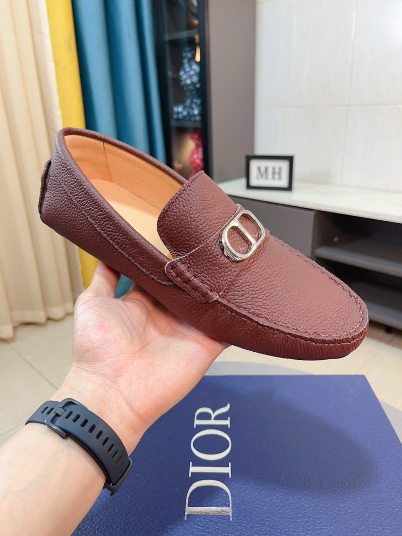 Dior Pebbled Buckle Loafers